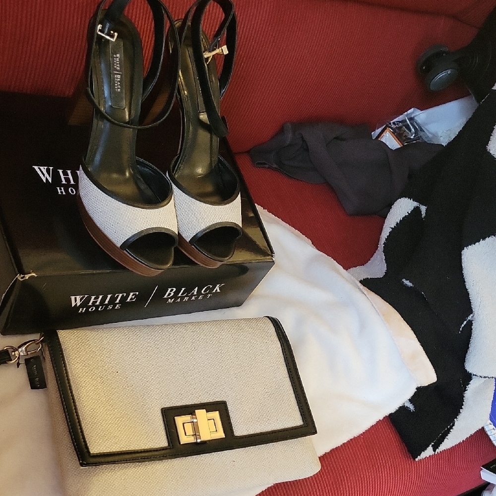 White House Black Market Women's Black and White Heels